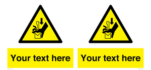 Custom warning hand crushing between press brake tool